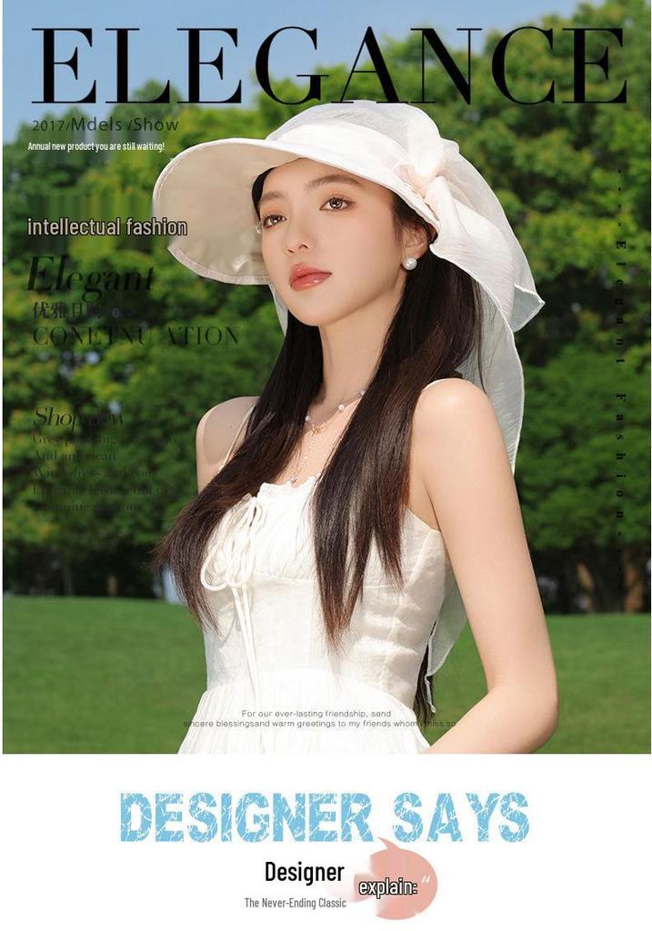 Women's UV Protection Summer Sun Hat with Neck Shawl & Ponytail Opening