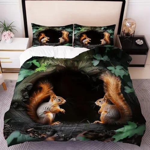 Comforter Squirrel With Squirrel Pattern Suitable For Children Kids And Adults Soft Comfortable And Breathable