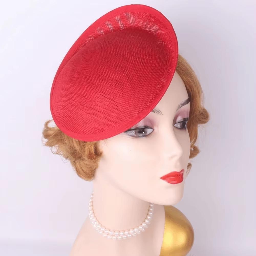 Headpiece Vintage Fascinator Hat Wide Brim Masquerade Top Hat Linen Yarn Fascinator Hat Base  Lady