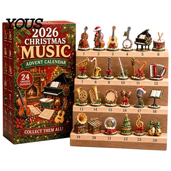 Einzigartiges Feiertagssouvenir Weihnachts-Musik-Adventskalender 2026, 24 Mini-Musikinstrumenten-Themen-Anhänger Countdown-Kalender, Musikergeschenk für Liebhaber Three-dimensional? beige