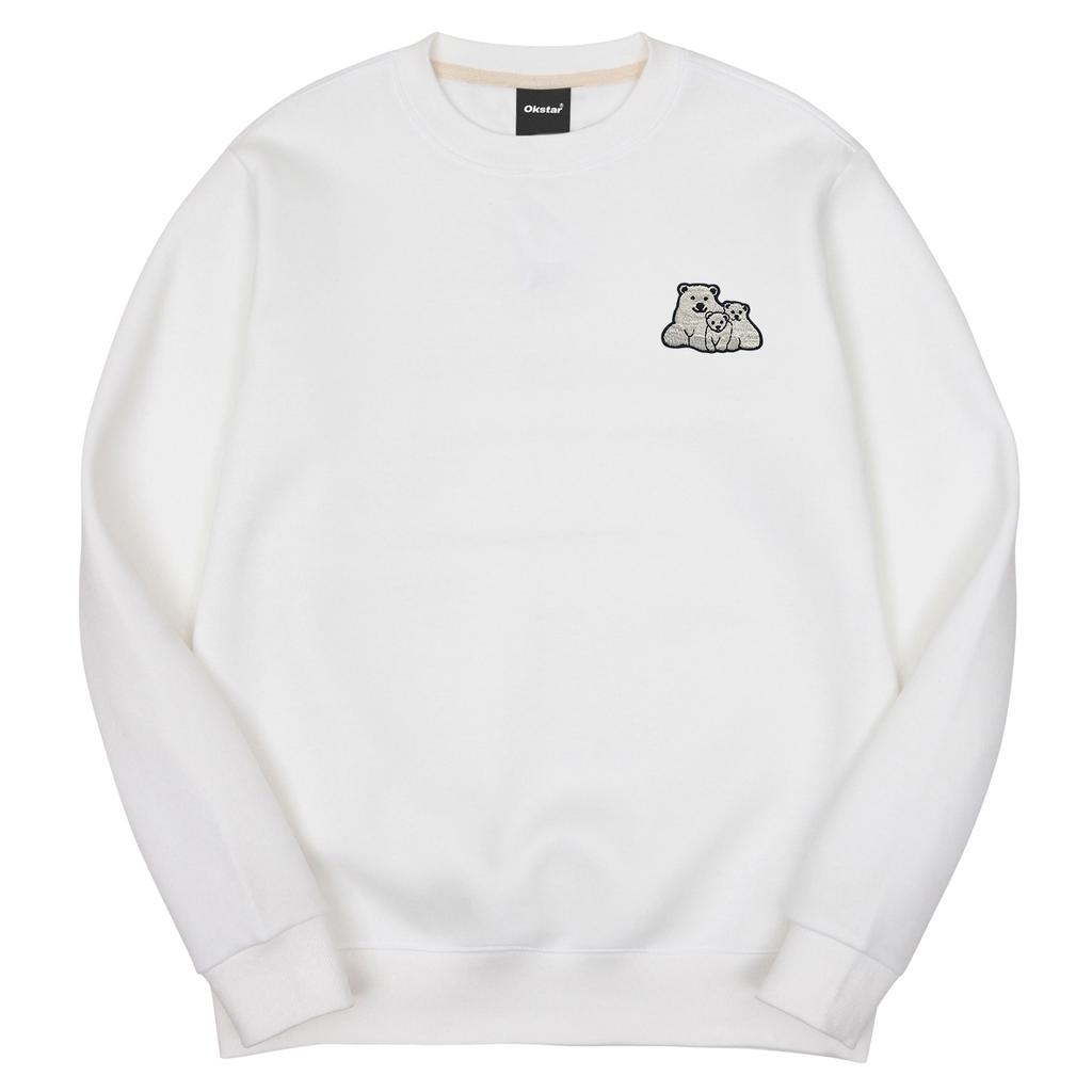 OKSTAR Polar Bear Family Embroidered Double-Sided Sweatshirt