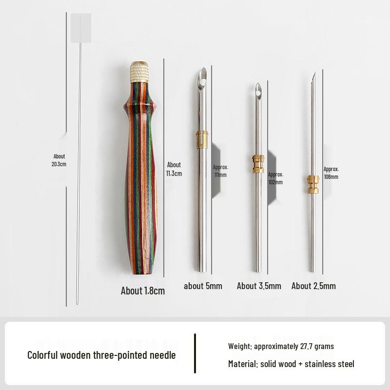 Wooden Handle Russian Punch Needle Tool with Gold-Plated Head for Chunky Yarn Embroidery