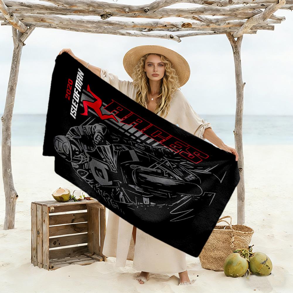 Isle Man Tt Beach Towel High Absorbency & Quick-Dry Comfortable Lightweight Suitable for Swimming, Gym, Camping, Yoga Vacation