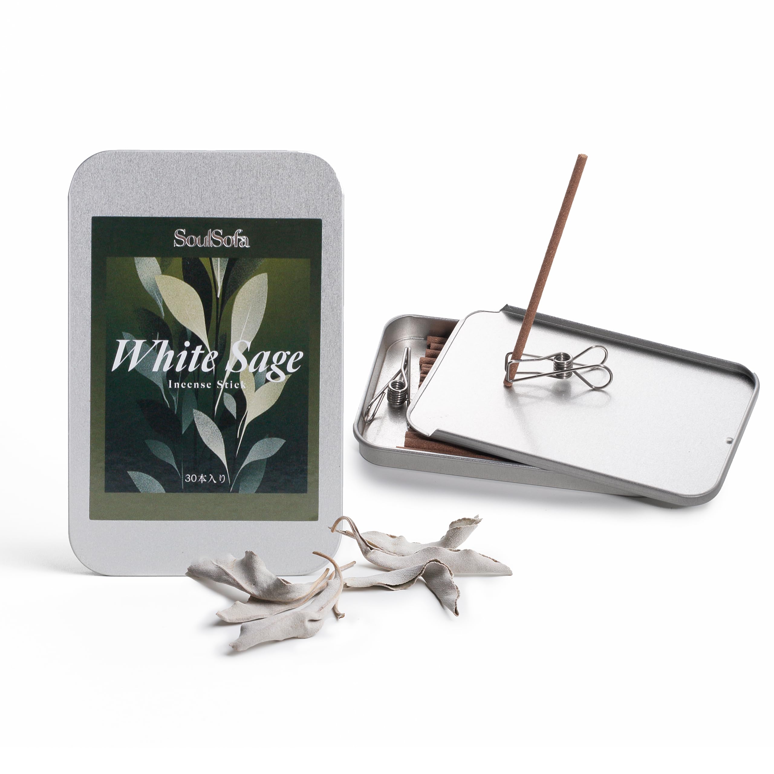 SoulSofa White Sage Incense for Purification Natural Ingredients Space Incense No Incense Holder Needed Relaxation [100% / Purification] Sticks,