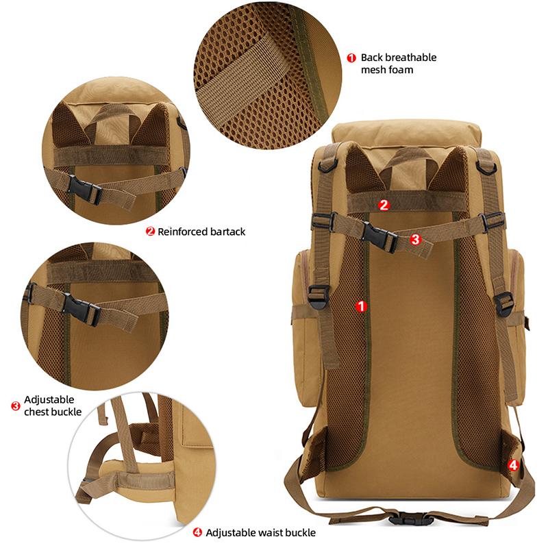 Large Camping Backpack Travel Luggage Bag 80L Men Hiking Climbing Mountaineering Shoulder Pack Molle Outdoor Rucksack