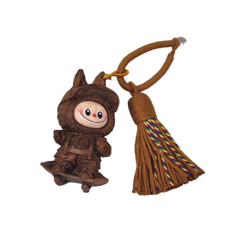 Goldenes Sandelholz Labubu Puppe: Niedlicher Handy-Anhänger, Regenbogen-Spielzeugfigur, Heilendes System Geburtstagsgeschenk für Kinder