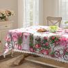 Pink Love Flower Bird Bicycle Round Tablecloth, Romantic Home Table Cloth, Restaurant Decoration