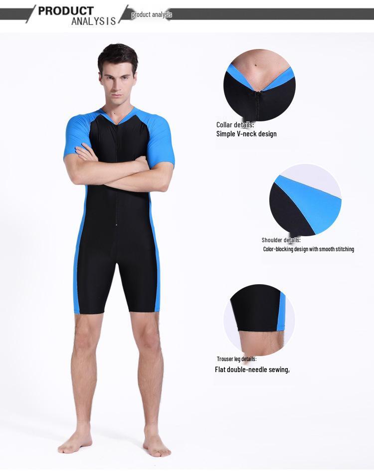 Couple's Short-Sleeve Sun Protection Diving and Surfing One-Piece Swimsuit - Women's Euro-American Style Wetsuit
