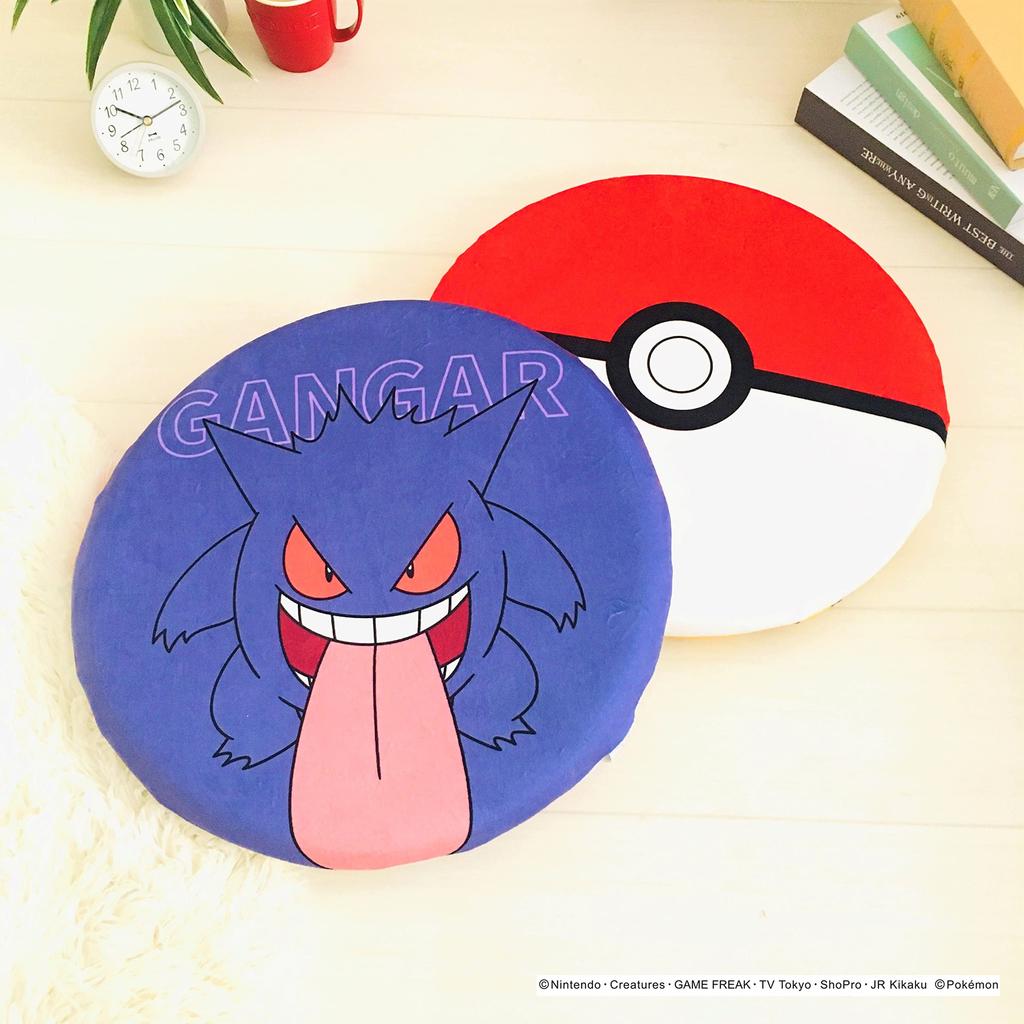 MORIPiLO Seat Cushion Chair Cushion Pokemon BIG Monster Ball Gengar Goods Plush Cushion Memory Foam Purple 40x40x4cm Makura No Morishita 370786