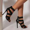 Fashion 2025 New Summer Women's High Heels Stiletto Women's Sandals Fashion All-match Zipper Sexy Open Toe Buckle Sandals Women Party