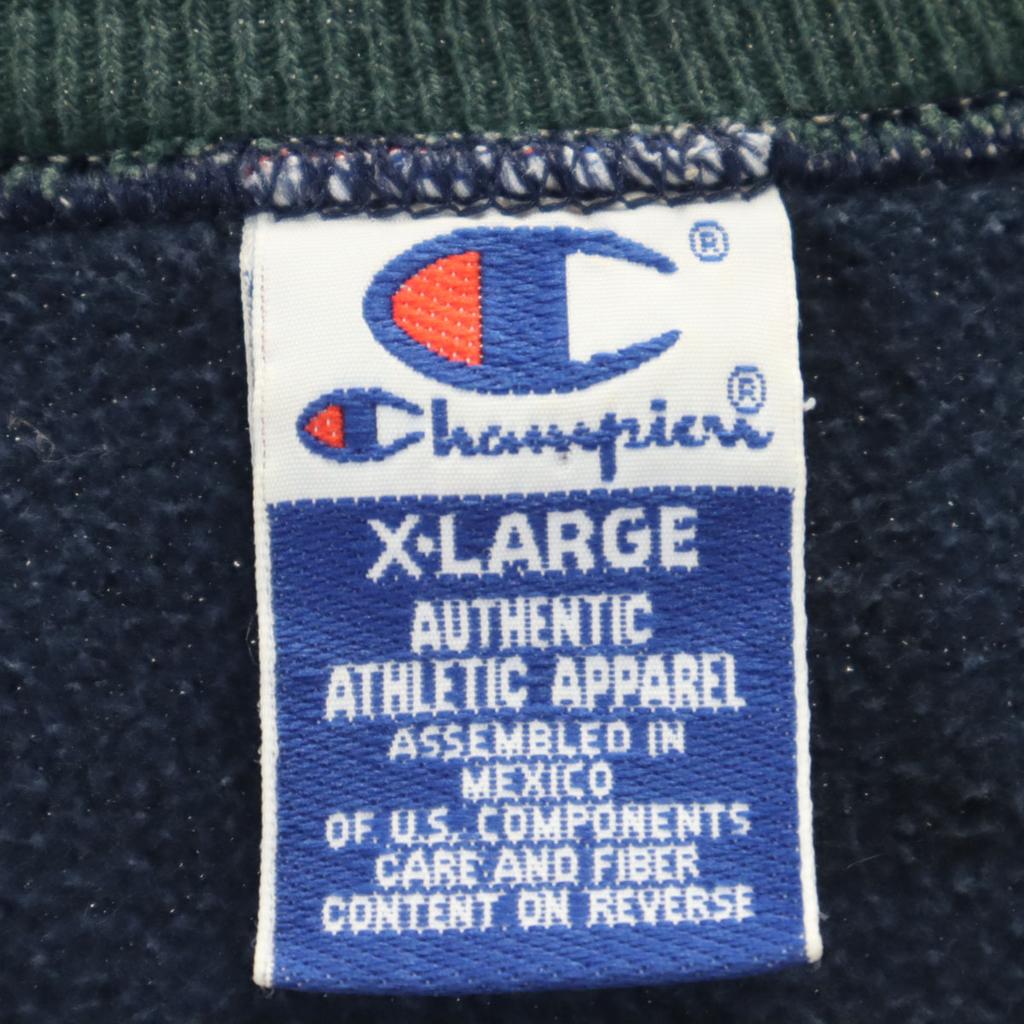 Champion Anos 90 Velho Manga Longa Moletom XL Sistema Azul Marinho Masculino Usado