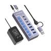 USB 3.0 7-Port Hub Splitter 10Gbps Docking Station with Independent Switches
