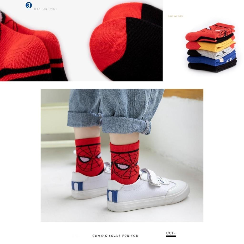 Colorful Spider-man Cotton Socks Featuring Adorable Cartoon Design For Kids