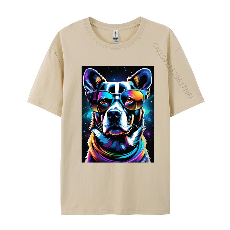 Dog Illustration Tshirt Men T Shirts Colorful Print Tees Big And Tall T Shirts All Cotton Tops Tees Tee Shirts