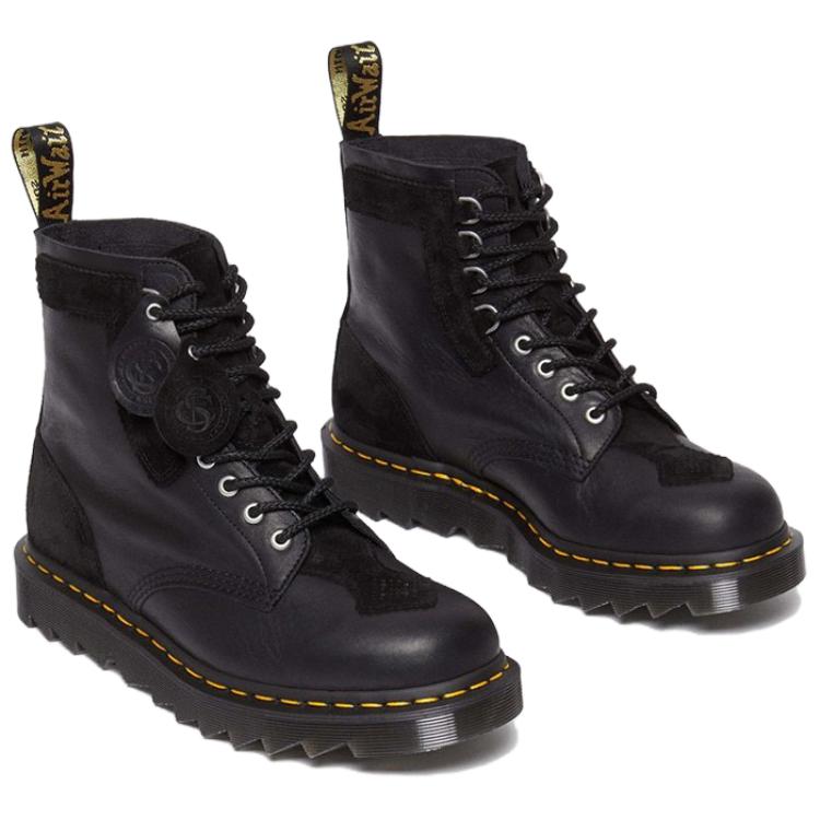 Dr. Martens Leather Round Toe Lace-Up Simple Short Boots Men Boots Black 31464001