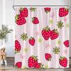 Erdbeer-Mädchen Rosa Duschvorhang Badezimmer Deko Frucht Sommer Kinder Schleifenmuster Schick Modern Frau Polyester Badewannenvorhang