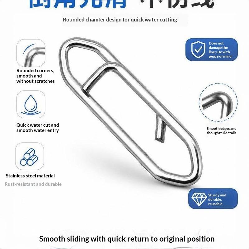 50Pcs Stainless Steel Fishing Quick Snap Clips 50 Pack Rust Resistant Fast Bait Change For Freshwater Saltwater Fishing