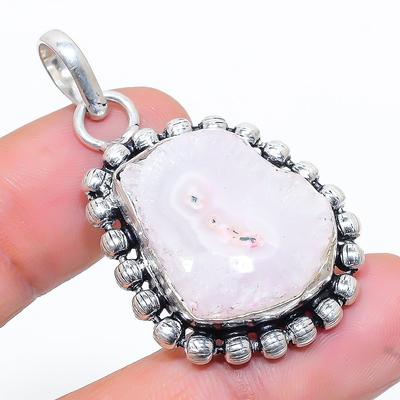 Natural Solar Quartz Gemstone Handmade 925 Sterling Silver Pendant 1.65" E9w84