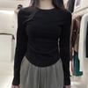 Onderhemd Dames Herfst en Winter Nieuw High-end Gepolijst Rond Hals Slim-fit Longsleeve T-shirt Top