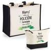 Tote Bag - PLANETEE - Unforgettable Police Woman - Jute & Cotton - 33x42 Cm - Boxed Set Bag + Pencil Case