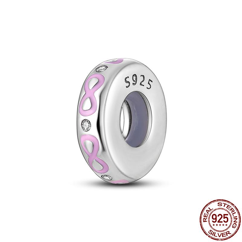 S925 Sterling Silver Clasp Silver Charms Silicone Spacer Beads Safety Chain Fit Original  Bracelet  Jewelry Women New In