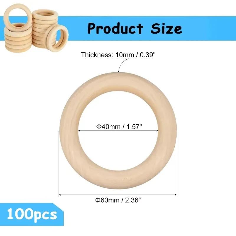 Wooden Rings for Crafts, Natural Wood Rings for Macrame, Jewelry Making, and DIY Crafts