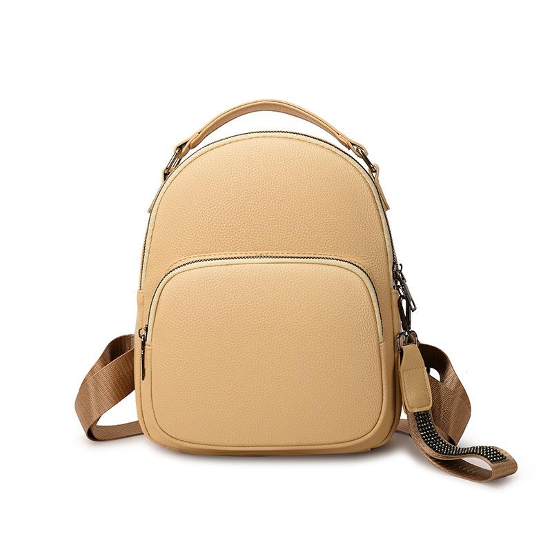 New Women's Backpack Soft Leather Texture Small Square Bag Simple Large Capacity Handbag Casual Front Travel Bag