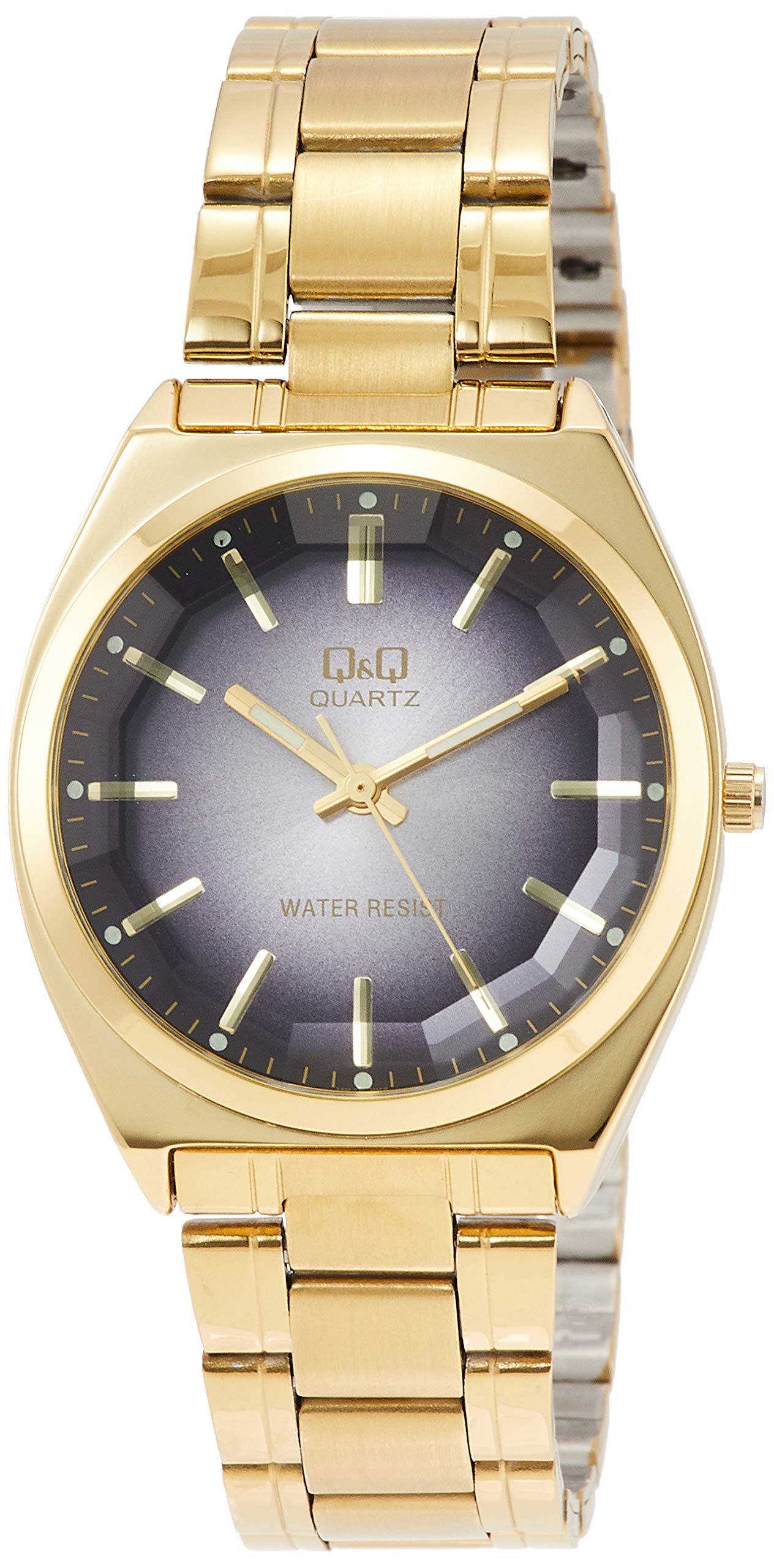 

Мужские наручные часы Citizen Q&Q QB78, аналоговые, водонепроницаемые, металлический браслет, черно-золотые 1 piece