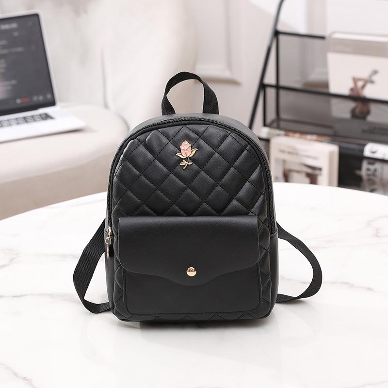Small School Bag Korean Fashion Women's Bag Casual Diamond Small Backpack Portable Shoulder Bag Rose Decorative Backpack