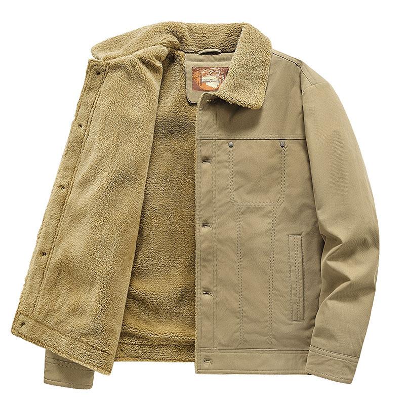 Ny Höst- och Vinter Herr Casual Kappa med Lös Krage, Stor Storlek Herr Mode Fleecekappa