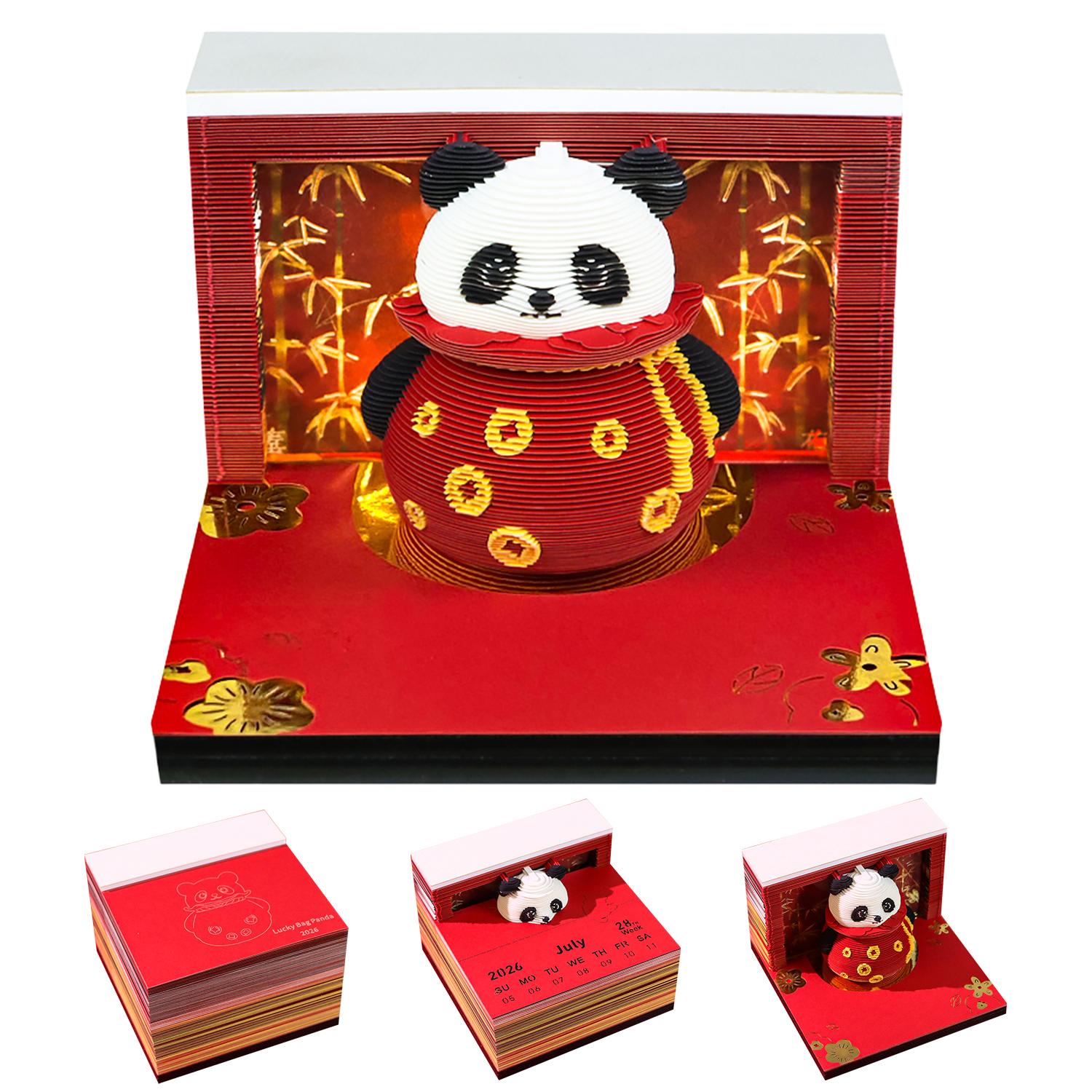 Promotional 3D Sticky Notes Panda Custom Memo Pad Calendar Office Desk Ornament Giveaway Gift Playful Memo Pad With Light