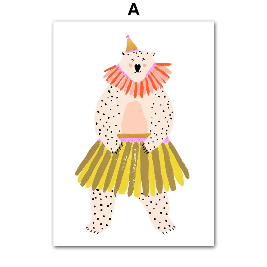 Leopard Bear Fox Rabbit Swan Nursery Nordic Poster Print Abstract  Animal Wall Art Canvas Painting Pictures Baby Kids Room Decor