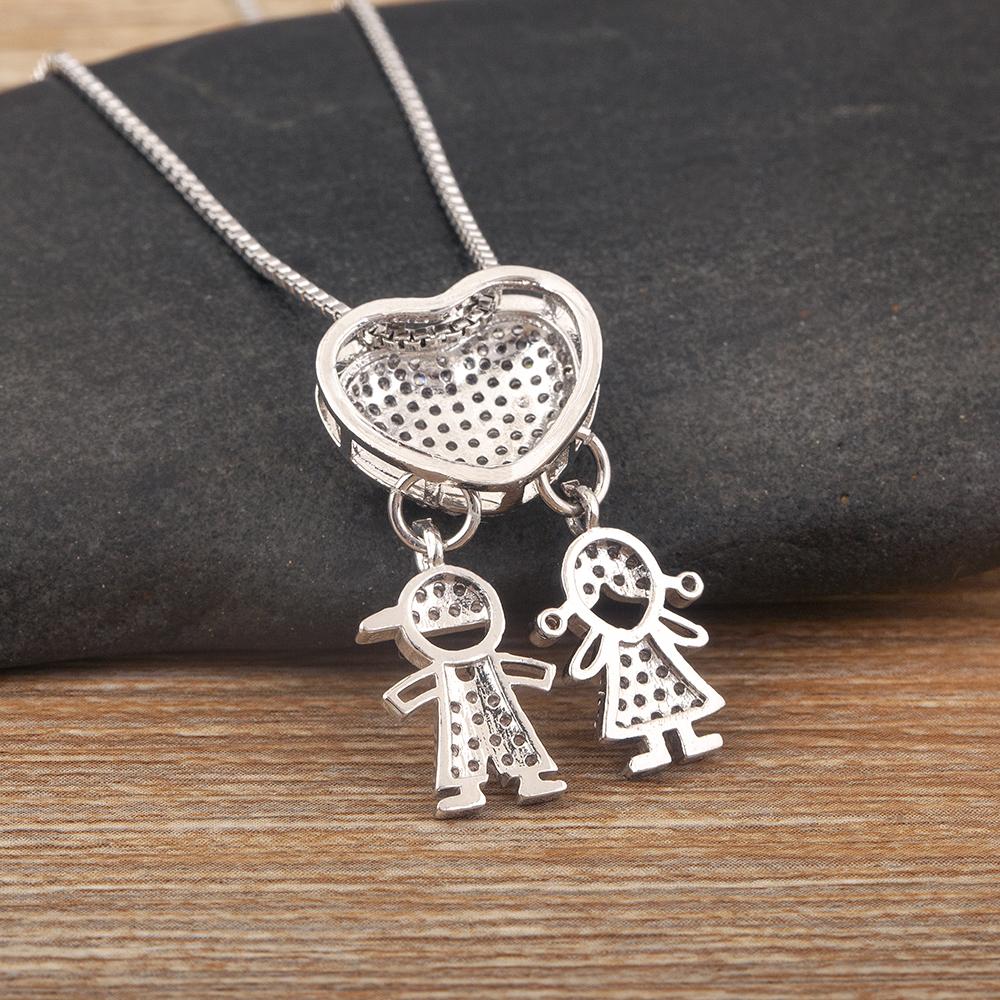 AIBEF Trendy Boy/Girl Pendant Necklaces Women Charm Cute Chain Choker Heart Family Jewelry Son/Daughter Birthday Gifts