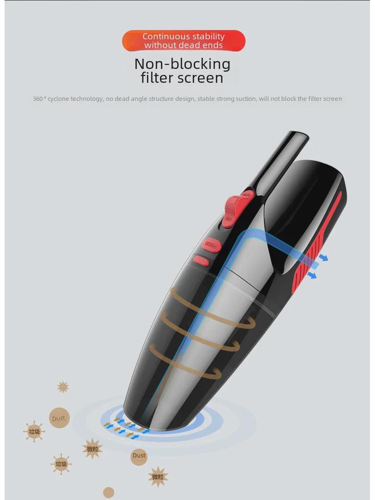 Portable Dual-Use Car and Home Cordless Vacuum Cleaner with Light