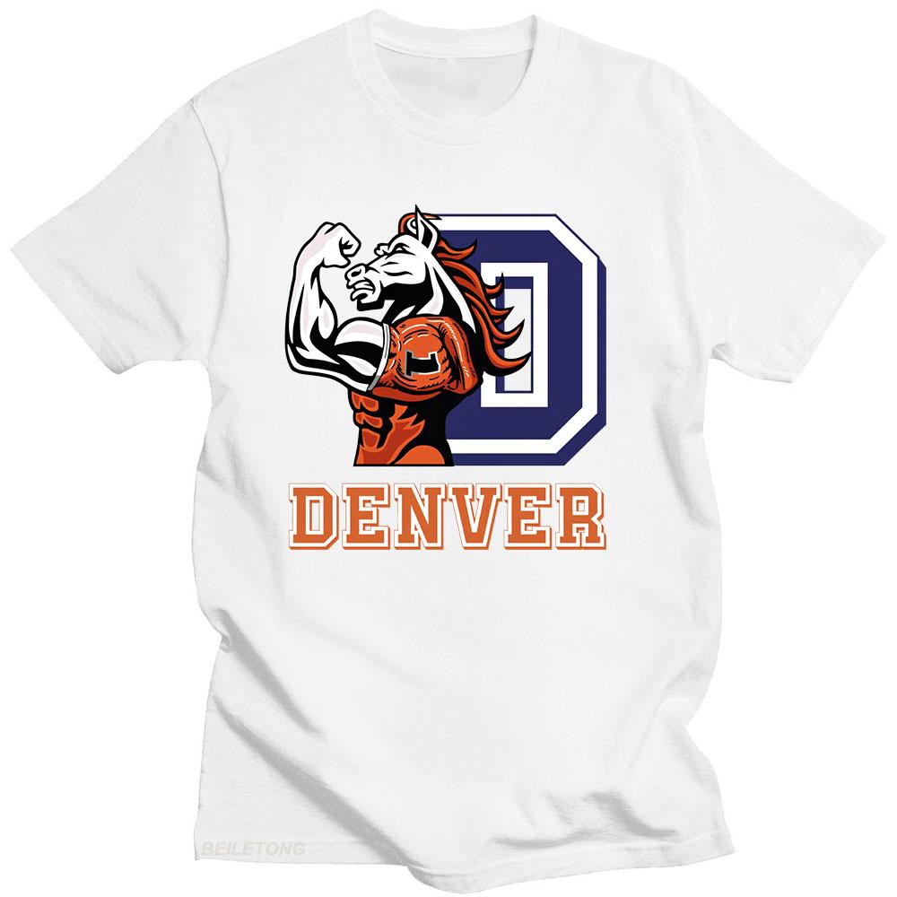 

Футболка Denver Broncos з графічним принтом Harajuku Бавовняна повсякденна футболка з коротким рукавом Футболка для гри з м ячем Ropa Hombre Панк одяг M