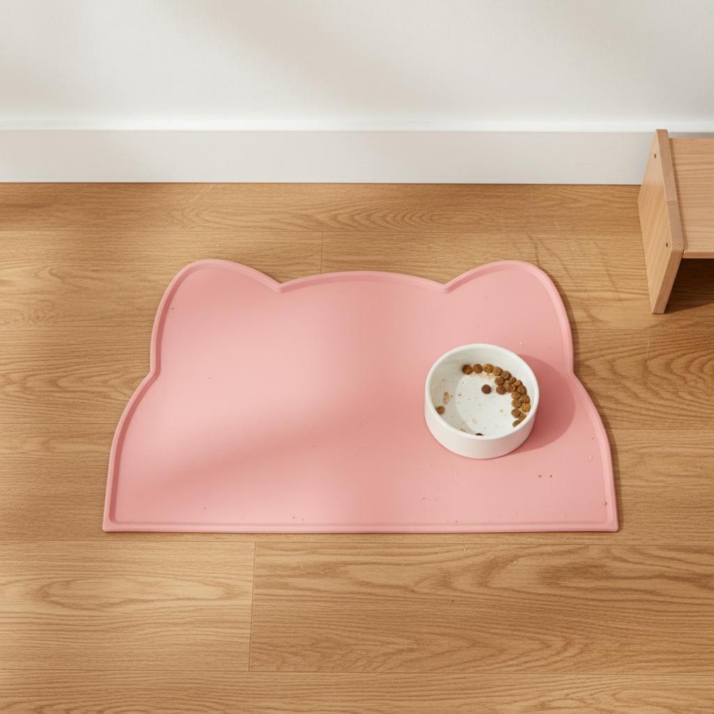 Waterproof Pet Bowl Mat Easy to Clean Non-Slip Cat Feeding Mat Cat Head Placemat Long-Lasting Dog Food Floor Protector Flexible