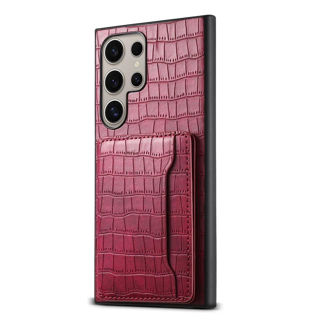 For Samsung Galaxy S24 Ultra Case Crocodile Texture Card Slot Kictsand Phone Cover