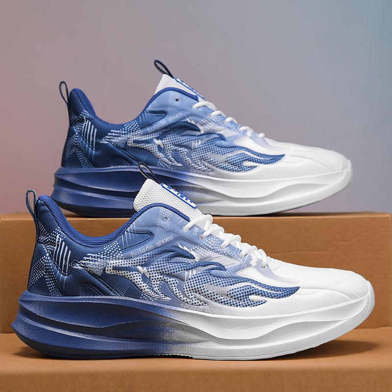 Running Shoes Men Outdoor Thick-Soled Breathable Anti-Slip Men Shoes Comfortable Lightweight Soft Mesh Lace-Up Sports Shoes Men