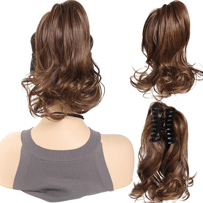 Clip per Capelli Sintetici Corti Ricci Folti Estensioni per Capelli Coda di Cavallino Piccolo Artiglio per Coda di Cavallo Capelli Finti su Clip Parrucca Ondulata per Donne