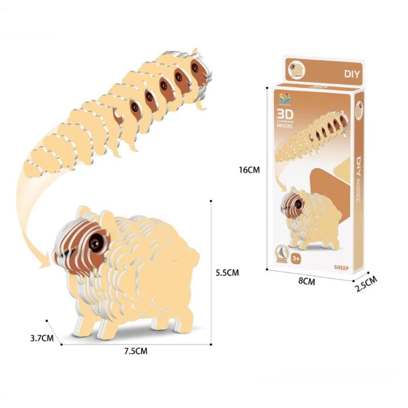 1 Set Kinder Lernspielzeug Montessori Lustiges DIY Manuelle Montage Dreidimensionales Modell Tier 3D Papierpuzzle Spielzeug für Jungen Mädchen