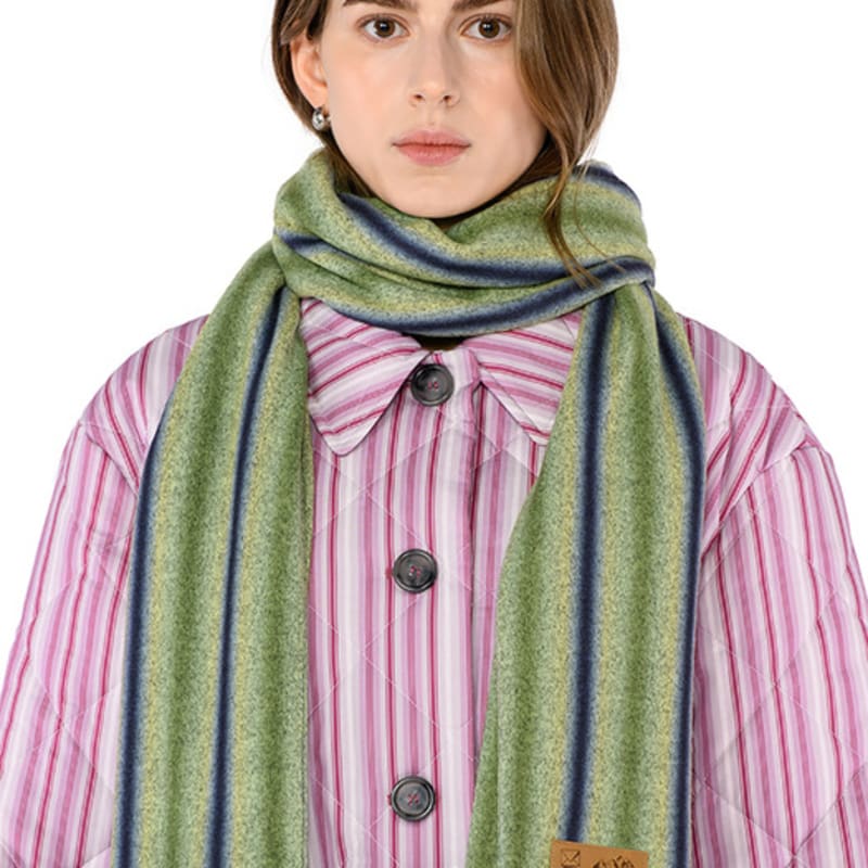 Shin’s Letters D.Muffler no.14 _ Green Striped Big Muffler