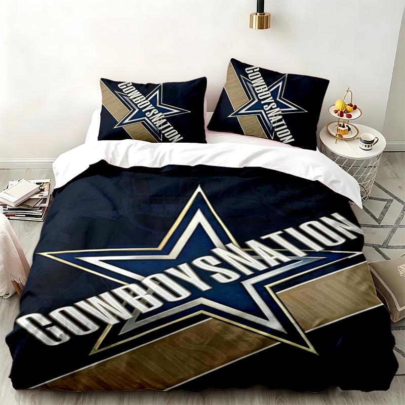 Ensemble 3 pièces Dallas Cowboys Parfait pour la chambre à coucher Ensemble de literie confortable comprenant une housse de couette et deux taies d'oreiller Idéal pour un anniversaire ou Noël