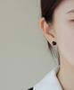Alleun Silver 925 Chubby Heart Earrings Black Mini Bold