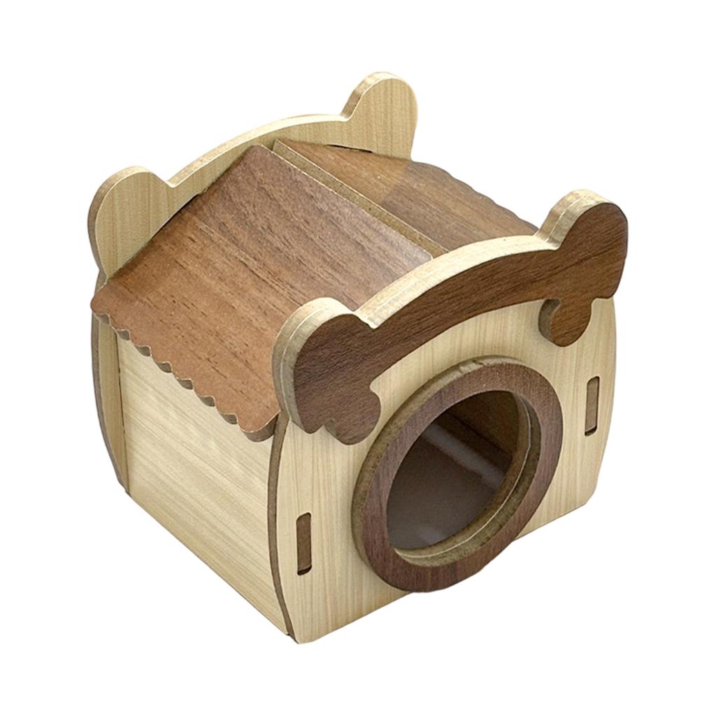 Wooden Small Animal Hideout House for Hamsters and Dwarf Hamsters Natural Solid Wood Pet Shelter Small Animal Nesting Toy