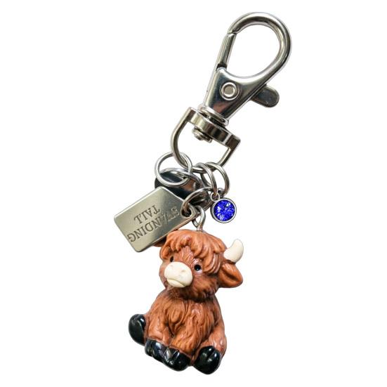 Schlüsselanhänger Anhänger Hochlandrind Schlüsselanhänger 3D Kälbchen Anhänger Schlüsselring mit Geburtsstein Leichtes Inspirierendes Accessoire