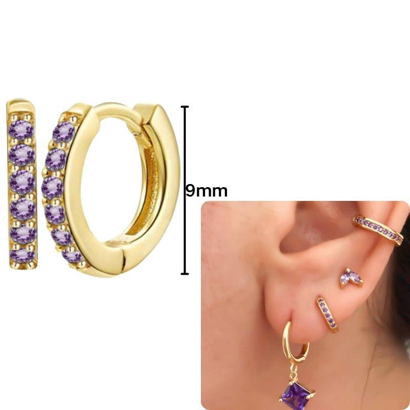 Damen 925 Silber Ohrstecker Lila Zirkon Ohrringe Creolen Lila Kristall Anhänger Ohrring Mode Hochzeits Schmuck