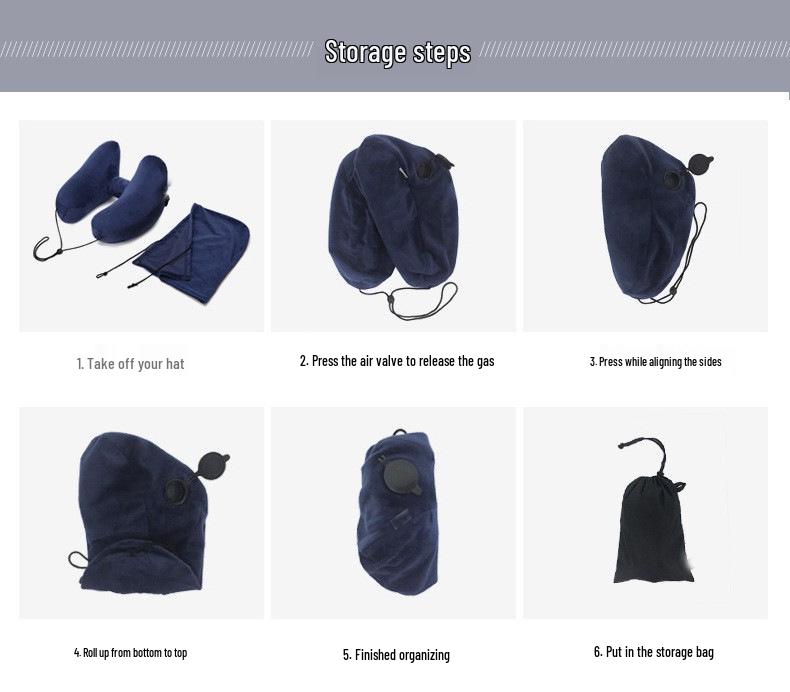 Cross-border H-shaped Crystal Velvet Inflatable Travel Pillow with Hat for Office and Portable Naps