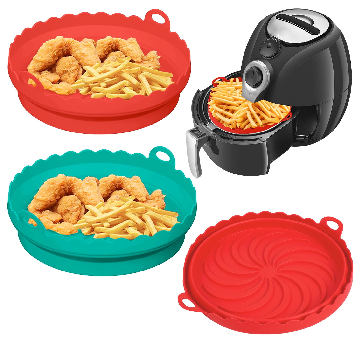 

Foldable silicone air fryer liners, 2-piece set, 8-inch (red + green)