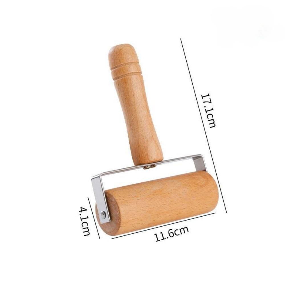 Rolling Pin Wooden Baking Utensil Single Wheel Double Handle Rolling Pin Hand Solid Wood Rolling Pin Roller Noodle Rolling Stick