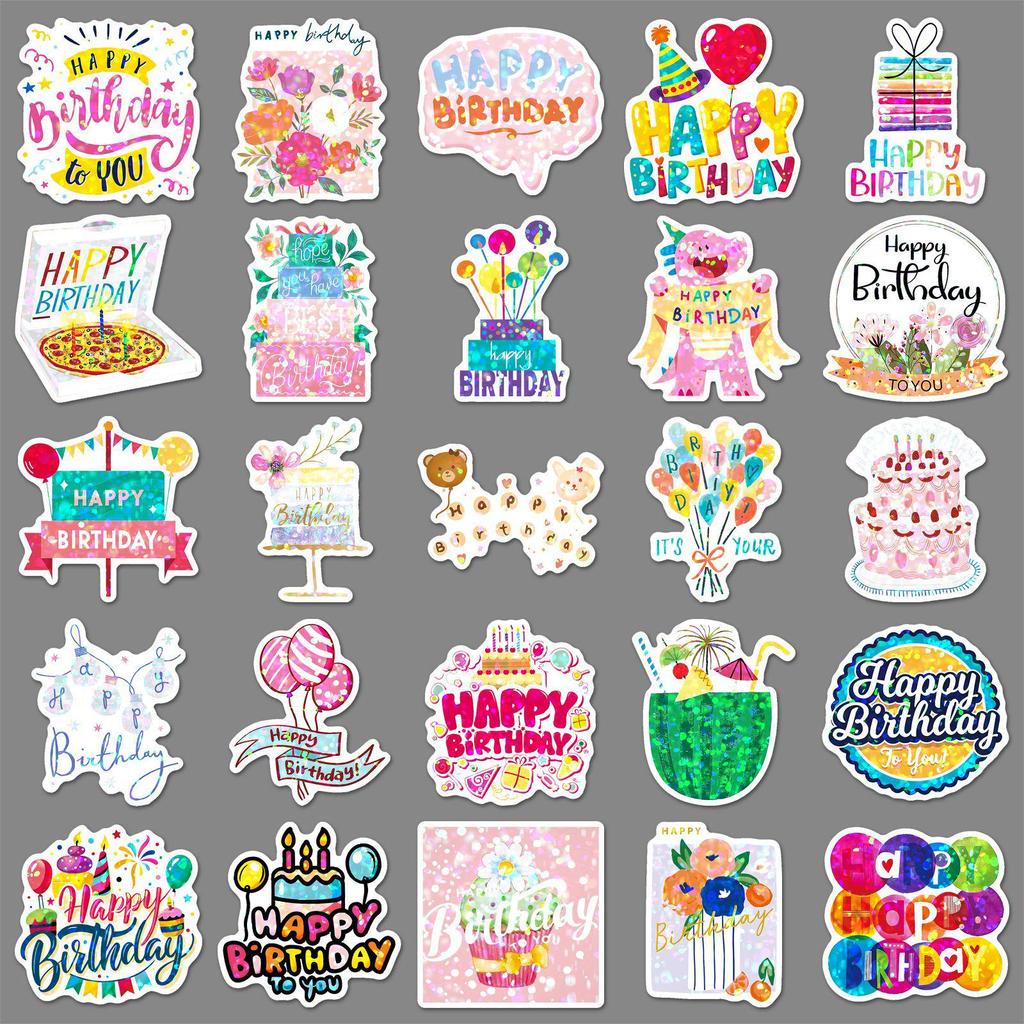 50 Laser Stickers: Girlish Heart Birthday Desktop & Journal Decorations